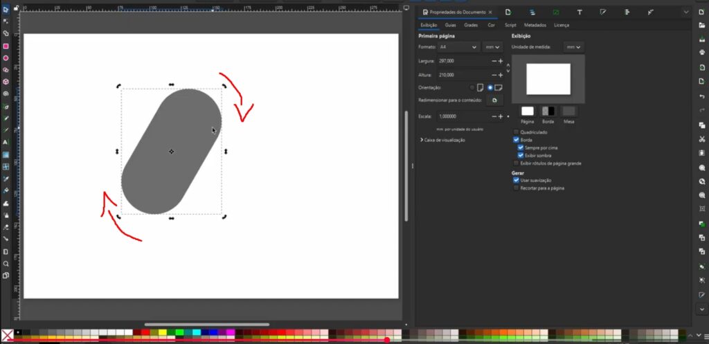 Girando retangulo no Inkscape